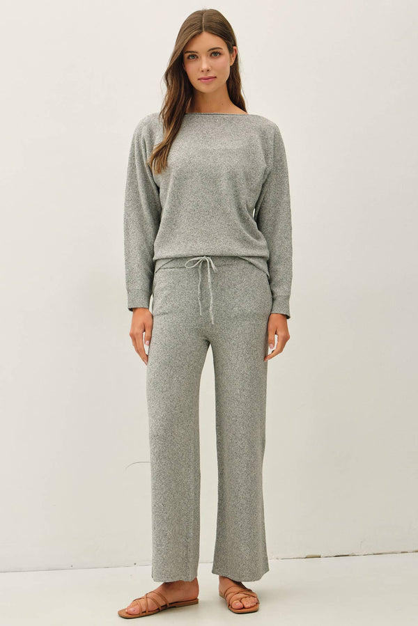 Soft Spoken Boat Neck Sweater: Heather Grey