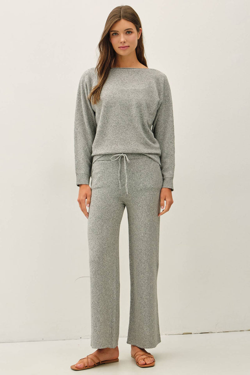 Soft Spoken Boat Neck Sweater: Heather Grey