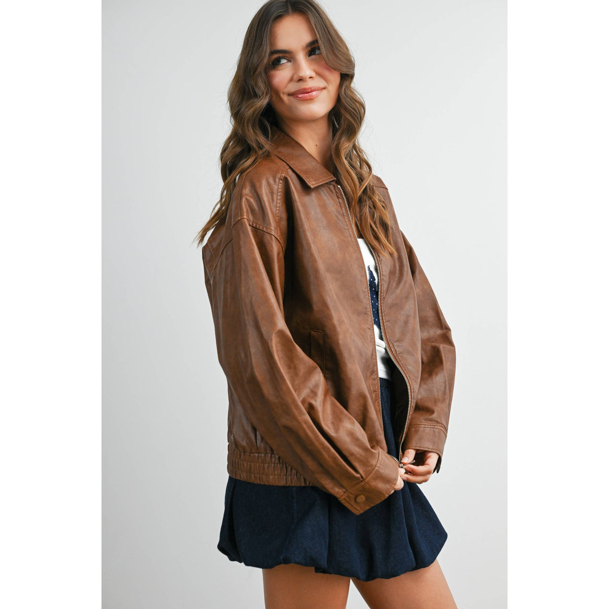 Copper Canyon Faux Leather Jacket: Camel