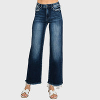 The Elsie Super High Rise Stretch Wide Leg Jeans – Dark Wash Classic Denim