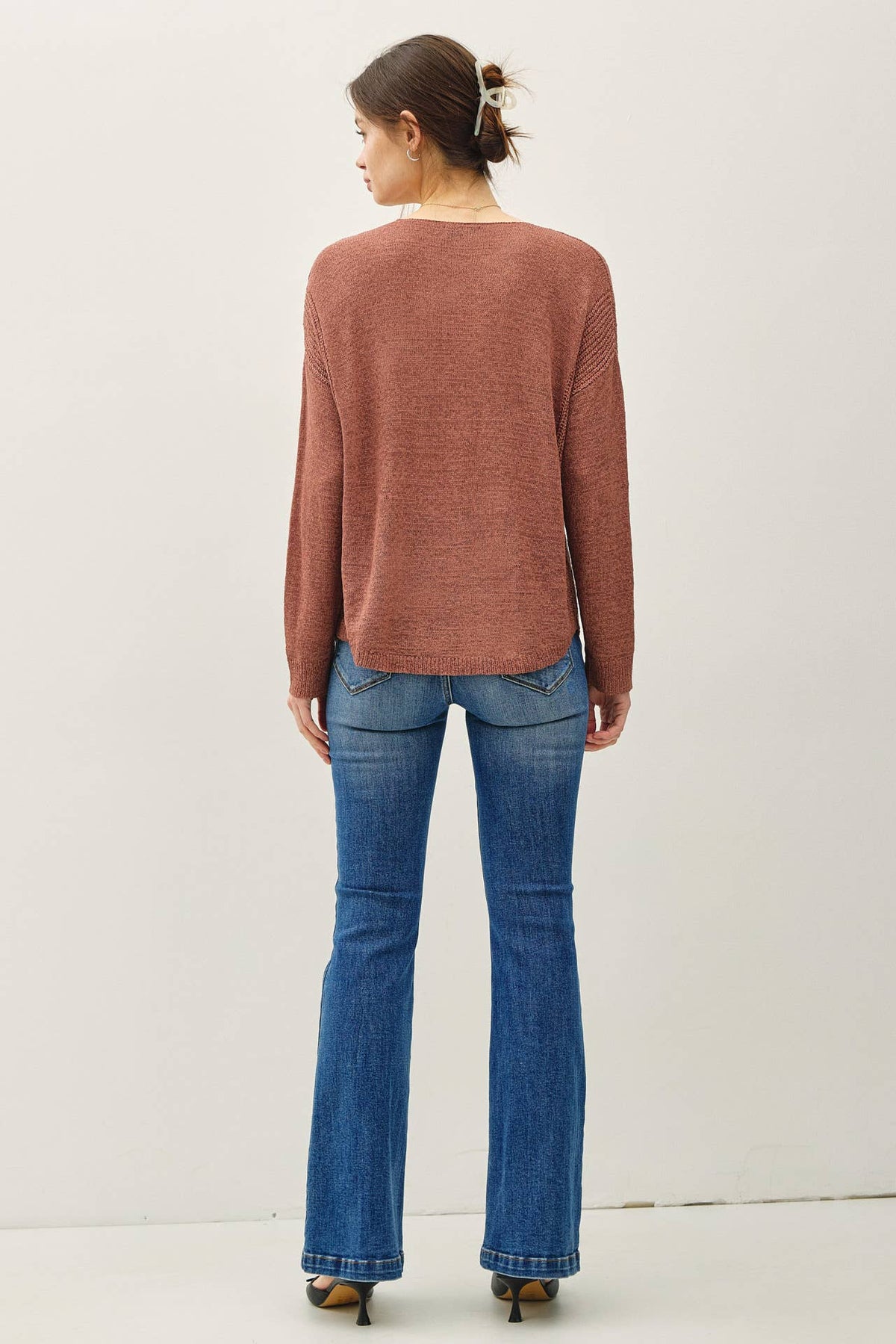 The Mae Lightweight Knit Sweater – Clay, Cocoa, Slate Blue & Taupe