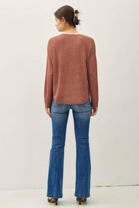 The Mae Lightweight Knit Sweater – Clay, Cocoa, Slate Blue & Taupe