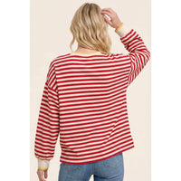 RELAXTED FIT STRIPED SWEATSHIRT: CAMEL / S-M-L-XL(2-2-2-1)