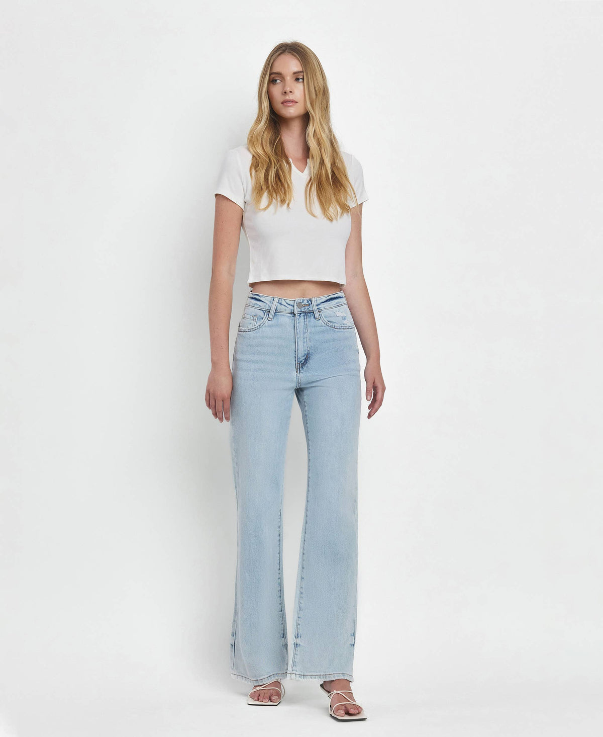 Vervet by Flying Monkey Leslie 90s Vintage Super High Rise Flare Jeans: Light Wash