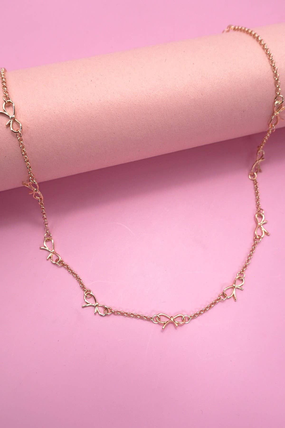 Maribelle Double Bow Station Necklace – Gold Plated Tarnish-Free Jewelry