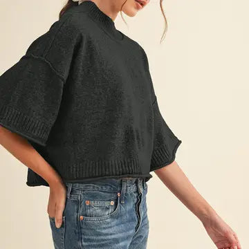 Autumn Oat Mock Neck Sweater Tee