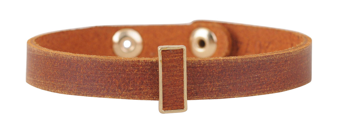 Amarillo Western Leather Cuff Bracelet – Rustic Rectangle Frame Snap Closure