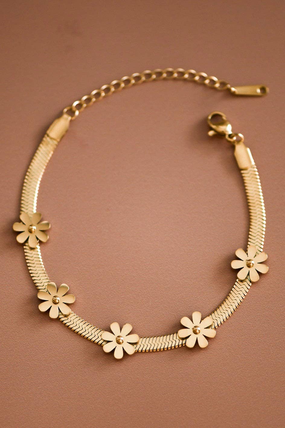 18K Gold Plated Waterproof Stainless Steel Daisy Chain Bracelet