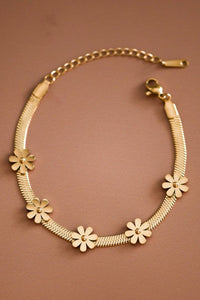 18K Gold Plated Waterproof Stainless Steel Daisy Chain Bracelet