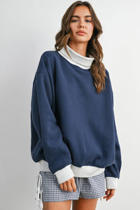 The Fireside Contrast Turtleneck Oversized Sweatshirt