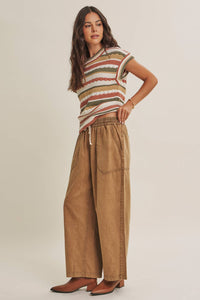 SEASONLESS TRANSITIONAL TEXTURED STRIPE SWEATER VEST: OLIVE MULTI / S