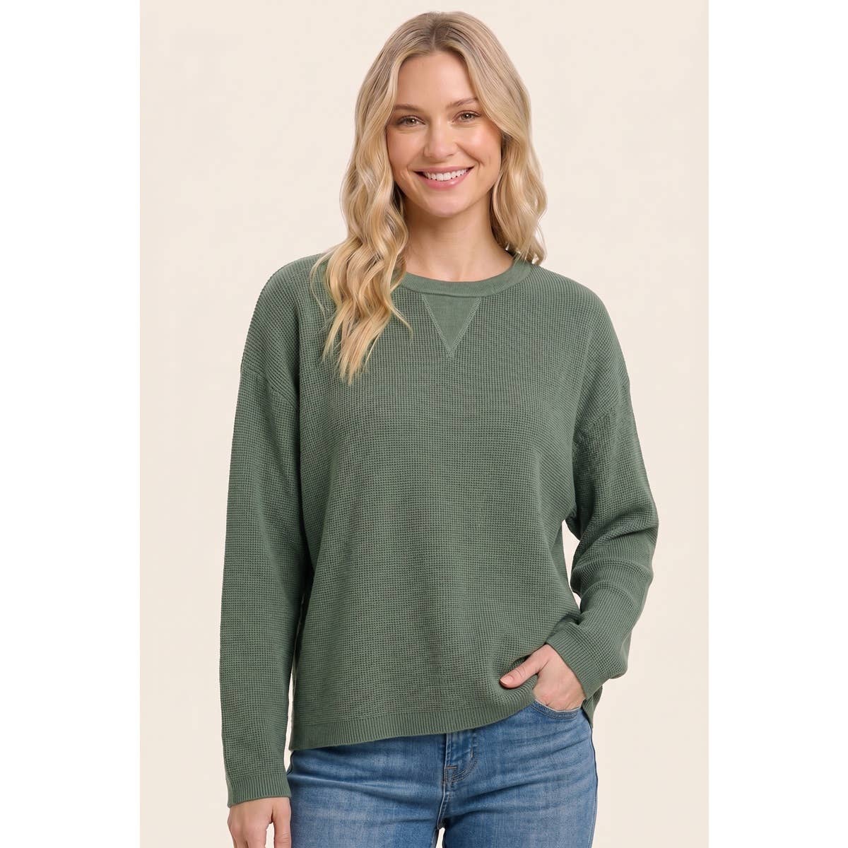 The Weekday Waffle Sweater: Olive
