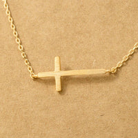 The Haven Sideways Cross Necklace – Gold or Silver 18K Dipped Chain