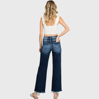 The Elsie Super High Rise Stretch Wide Leg Jeans – Dark Wash Classic Denim