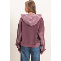 The Unwind Waffle Zip Hoodie: Dark Cherry