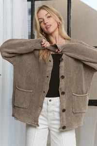 The Wren Ribbed Knit Button Cardigan – Cozy Cotton Fall Layer