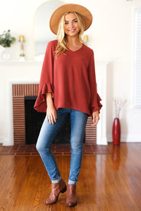 Ana Ruffle Sleeve Comfort Fit Long Sleeve Blouse