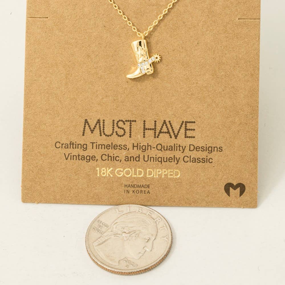 Cowgirl Charm Boot Pendant Necklace: Gold – Western Jewelry