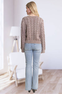 The Emery Mineral Wash Cable Knit Sweater – Mocha Taupe
