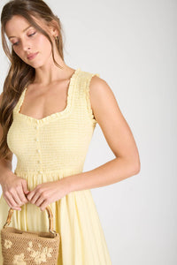 Charlotte Sweetheart Midi Dress: Butter Yellow