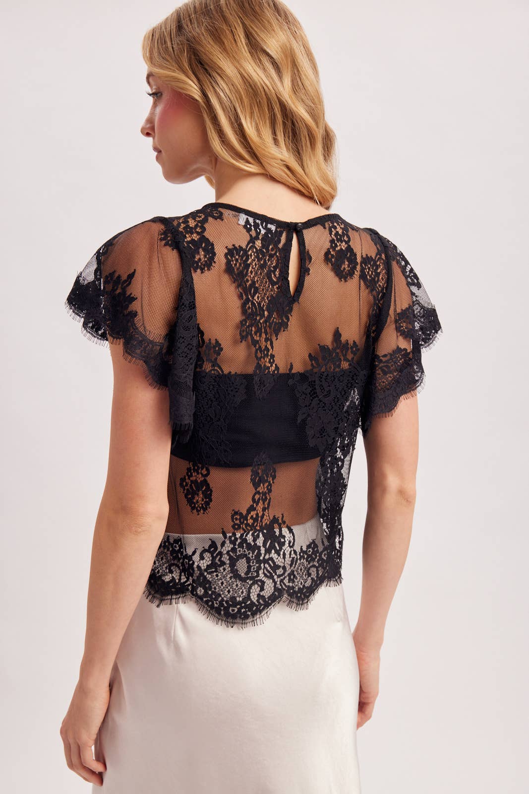 Midnight Romance Lace Top: Black