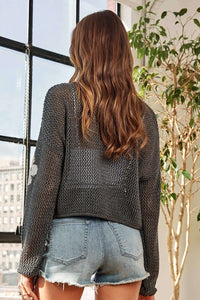 Daisy Lightweight Sweater Top: Charcoal