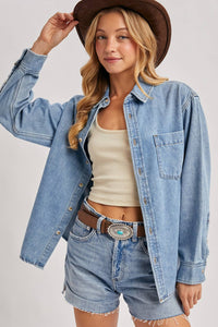 The Dawson Denim Overshirt – Relaxed Light-Wash Button Down | Northern Belle Boutique