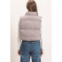 Check Me Out Gingham Puffer Vest: Brown