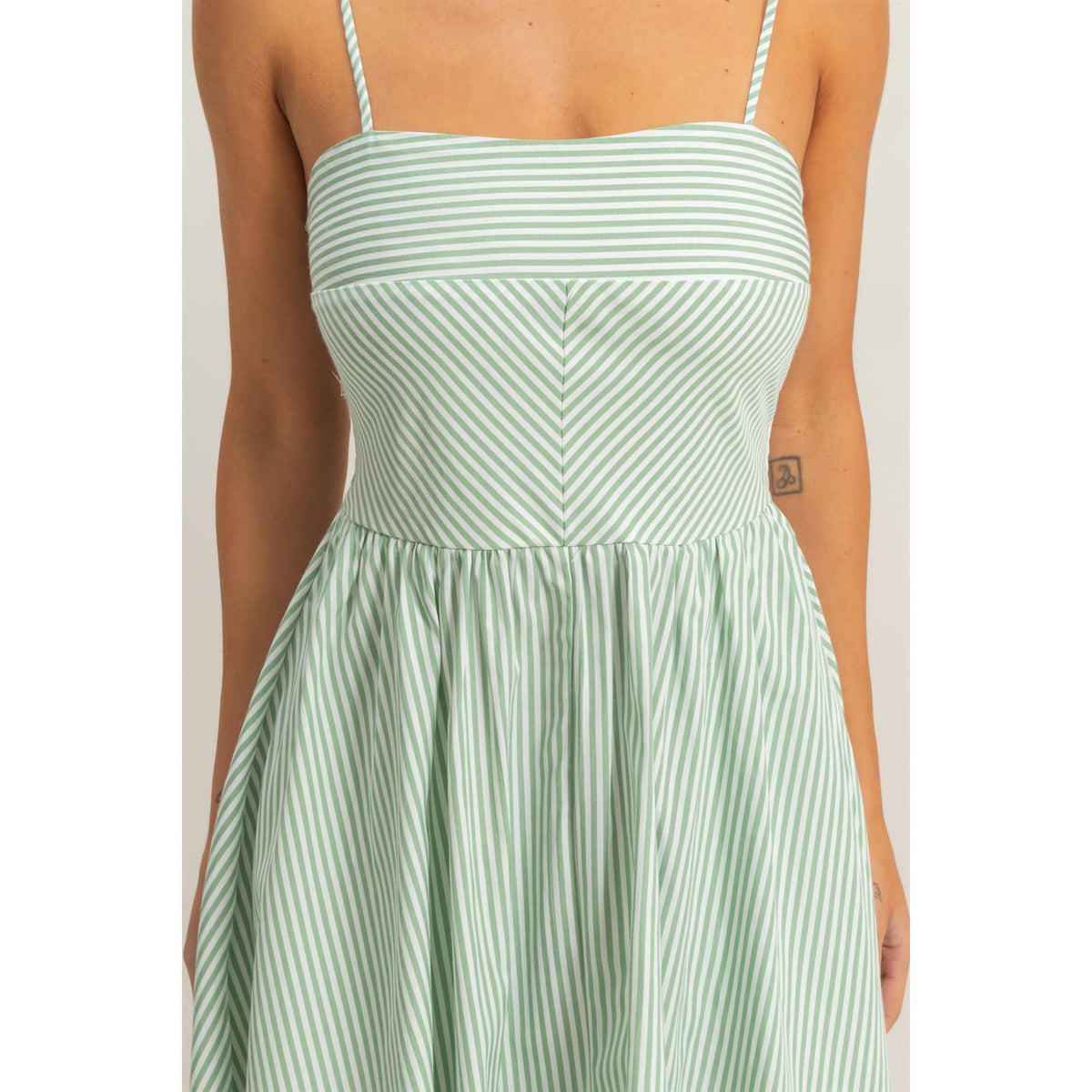 Striped Spaghetti Strap Dress: NAVY / S-M-L(2-2-2)
