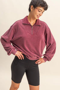 Weekend Retreat Mineral Wash Half-Zip Sweatshirt – Vintage Pullover Top