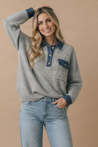 The Hadley Denim Trim Sweater