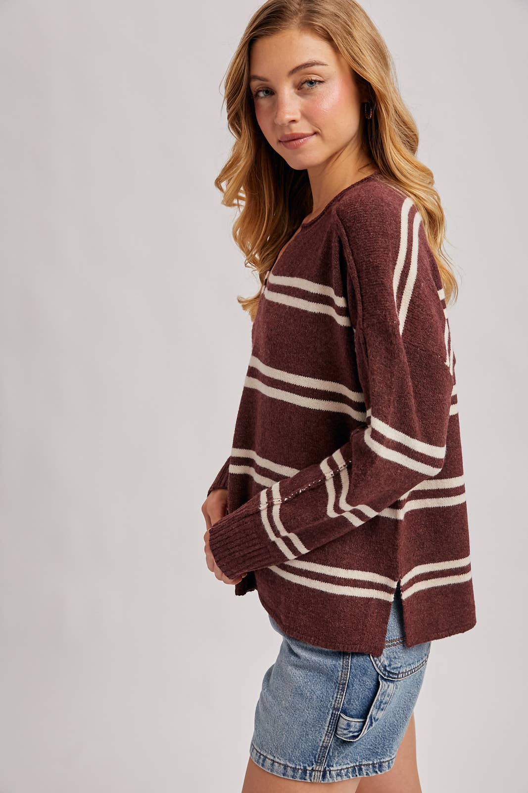 The Right Stripe Sweater: Chestnut