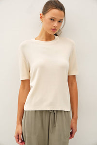 The Greer Ultra Soft Scoop Neck Tee: Vanilla  – Lightweight Relaxed Fit Everyday Essential for Women