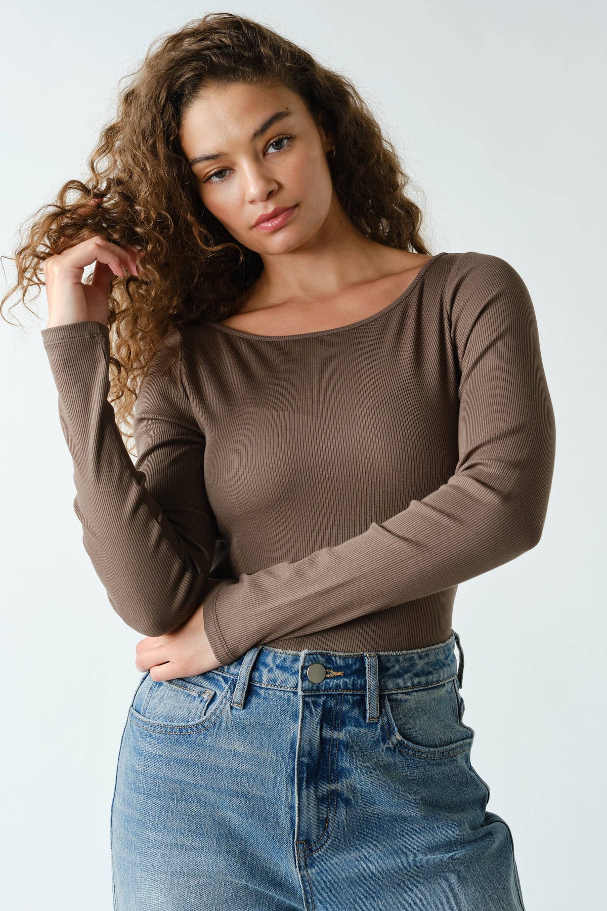 Barely There Boat Neck Micro-Ribbed Top