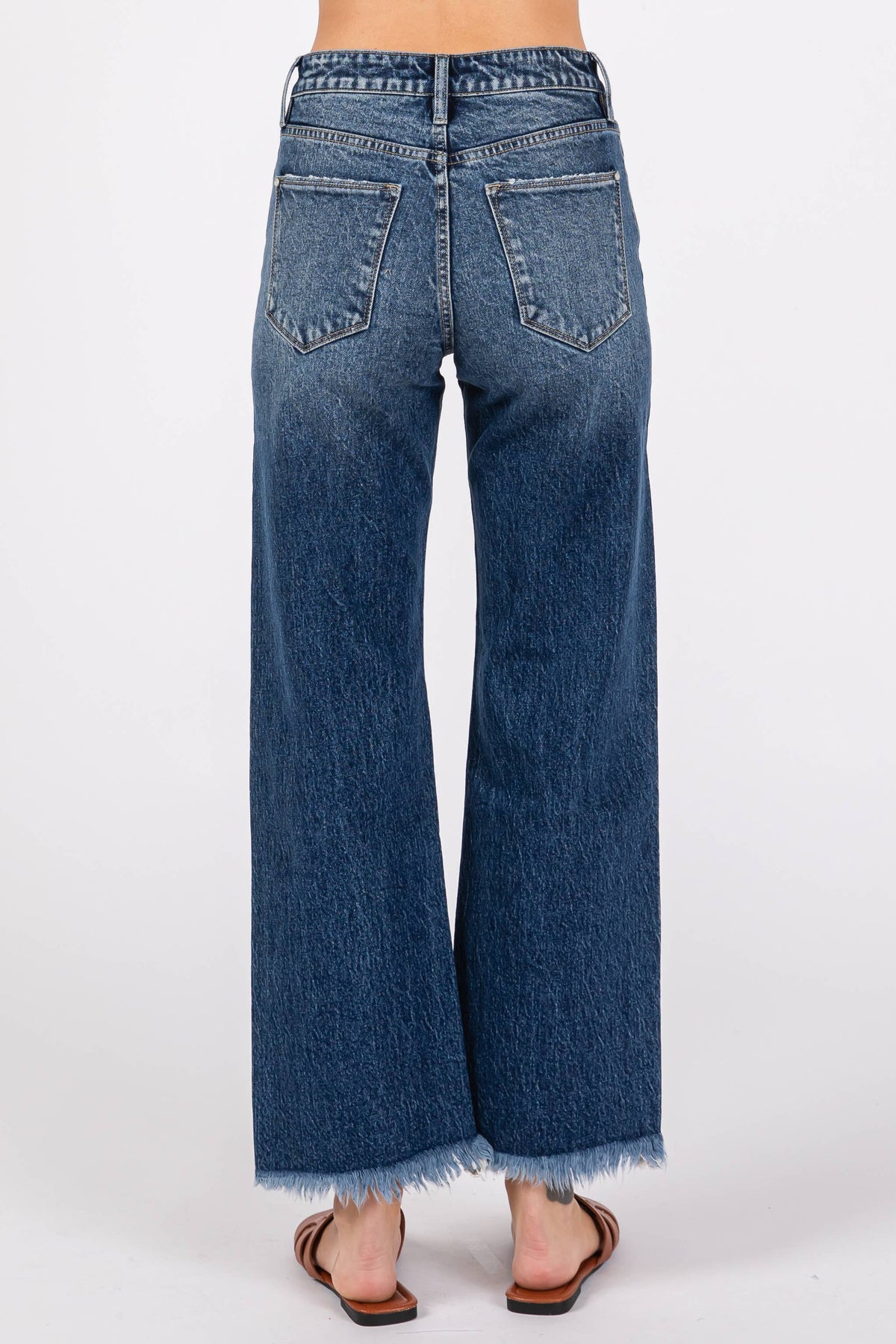 The Sylvie High Rise Vintage Wide Leg Jeans – Frayed Hem Comfort Stretch Denim