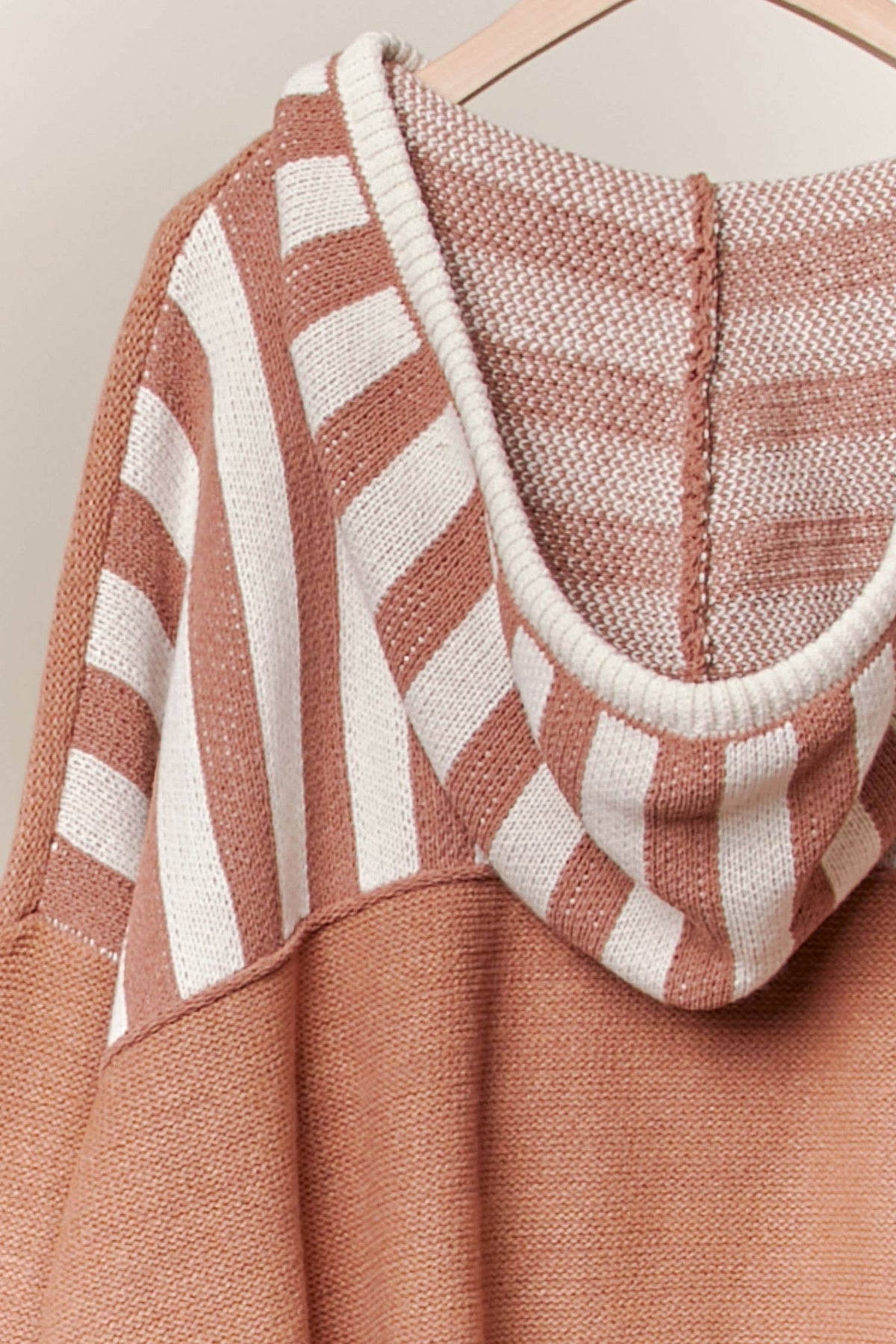 The Avery Stripe Hoodie Sweater: Clay