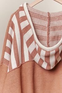 The Avery Stripe Hoodie Sweater: Clay