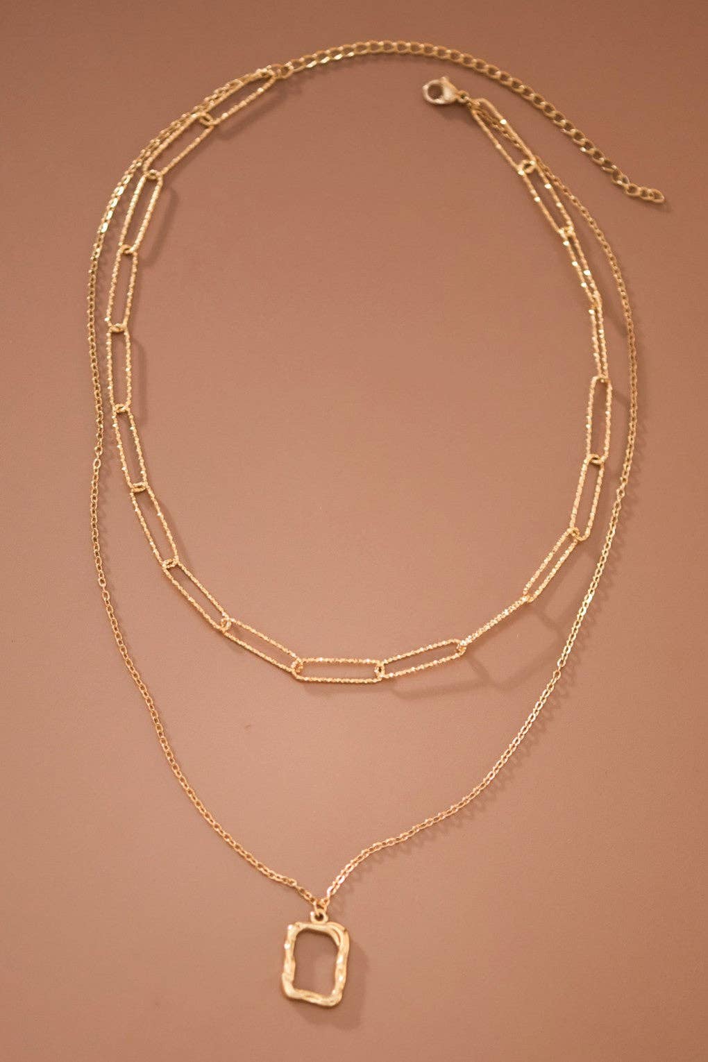 The Carrington Lock Layered Chain Necklace – 18K Gold Dipped Waterproof Stainless Steel Nec