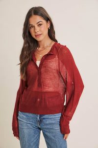 Morning Layer Airy Wool Blend Henley Sweater