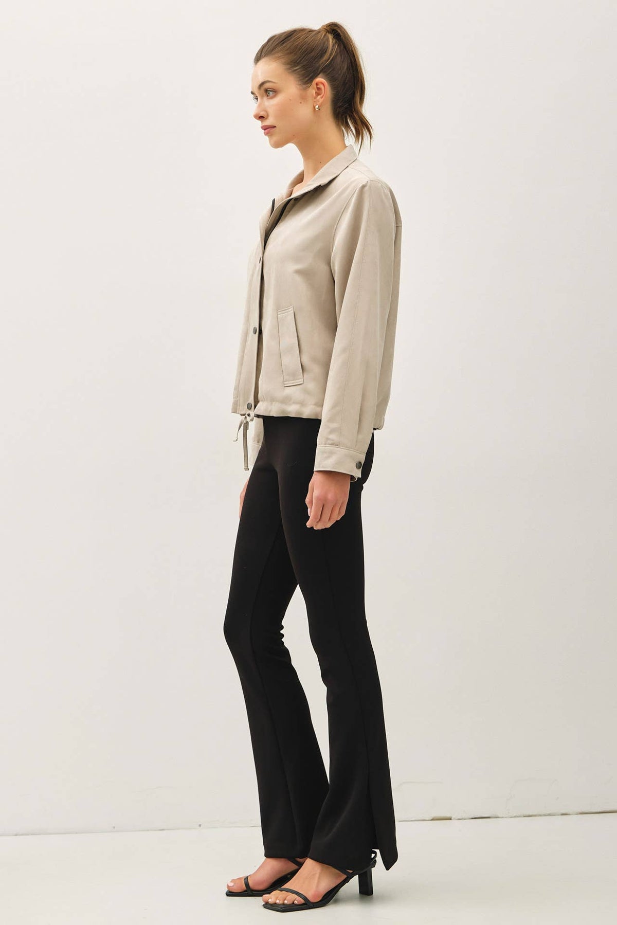 The Camden Cropped Utility Jacket – Soft Safari Zip Up Lightweight Outerwear