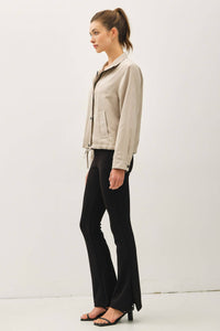 The Camden Cropped Utility Jacket – Soft Safari Zip Up Lightweight Outerwear