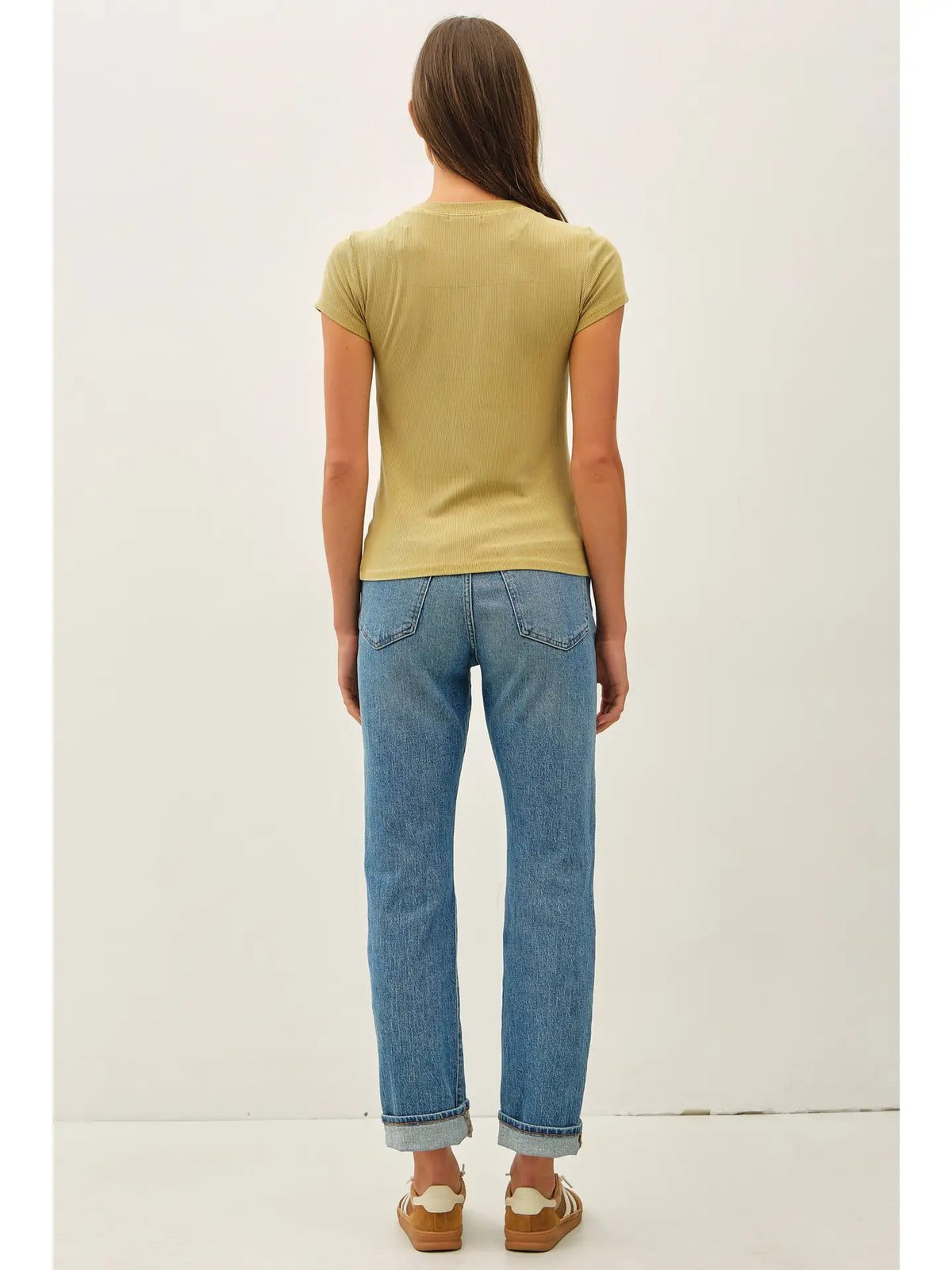 The Merrin Classic Ribbed Baby Tee – Fitted Crew Neck Essential T-Shirt for Women