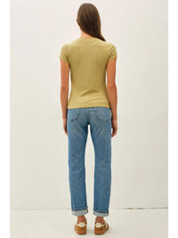 The Merrin Classic Ribbed Baby Tee – Fitted Crew Neck Essential T-Shirt for Women