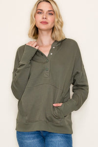 Rowyn Oversized Snap-Hoodie – Long Sleeve Pullover with Kangaroo Pocket