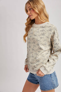 Maisyn Vintage Ditsy Floral Crewneck Sweatshirt – Soft Faded Floral Pullover