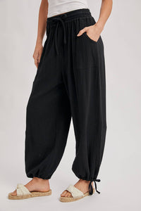 JOGGER HAREM DRAWSTRING PANTS: LATTE / L
