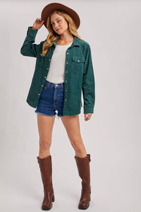 Everly Pines Corduroy Button-Down Shacket –Peacock