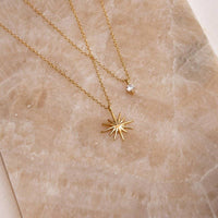 Celeste Layered Starburst Necklace – 18K Gold Stainless Steel Tarnish-Free Jewelry