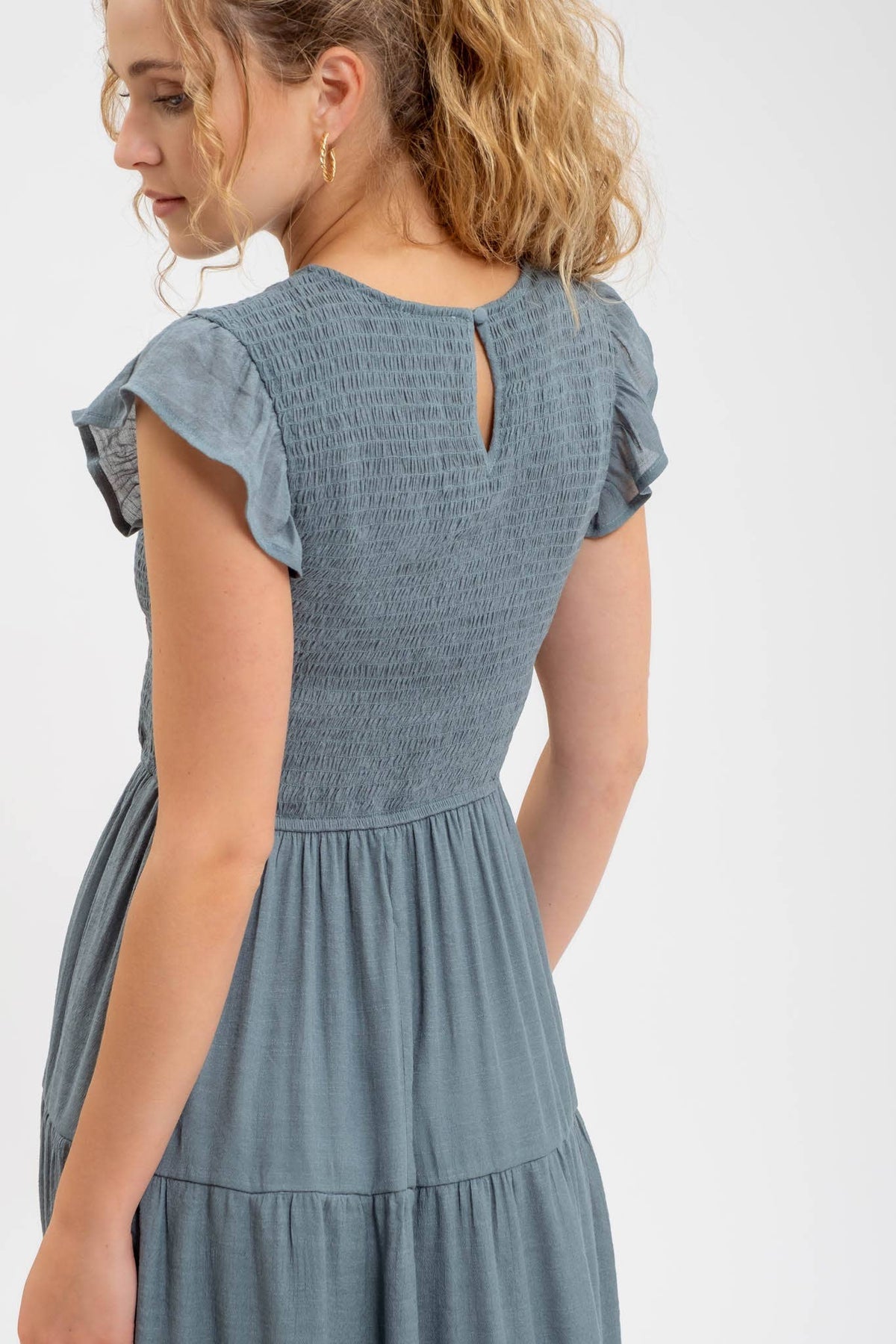 Perfect Day Smocked Tiered Midi Dress: Teal