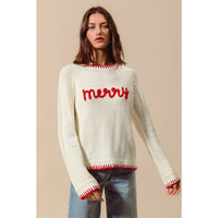 Making Spirits Bright Merry Sweater: Ivory/ Red